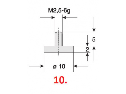 Dotek pro úchylkoměry plochý (průměr 10,0 mm) / délka 2 mm / materiál ocel