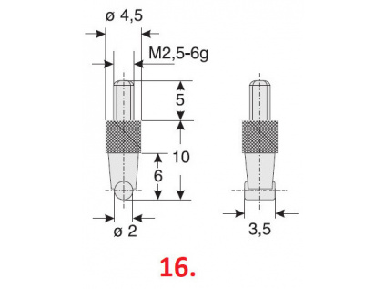 Dotek pro úchylkoměry válcový (průměr 2x3,5 mm) / délka 10 mm / materiál ocel