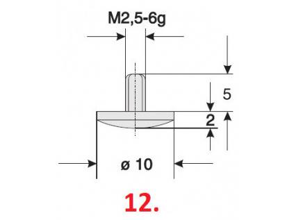 Dotek pro úchylkoměry kulový (průměr 10,0 mm) / délka 2 mm / materiál ocel