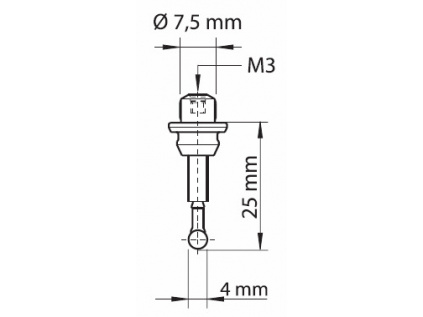 Dotek pro 3D měřicí sondu / délka doteku 25 mm / průměr kuličky 4 mm