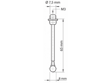 Dotek pro 3D měřicí sondu / délka doteku 65 mm / průměr kuličky 8 mm