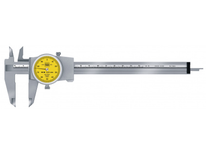 Posuvné měřidlo s číselníkem 0 až 150 mm / posuvové kolečko ne / hloubkoměr plochý / nonius 0,01 mm / jedna otáčka 1 mm/ot.