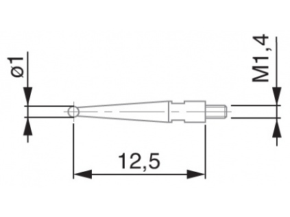 Dotek pro páčkové úchylkoměry TESA tvrdokov / délka 12,53 mm / průměr kuličky 1 mm