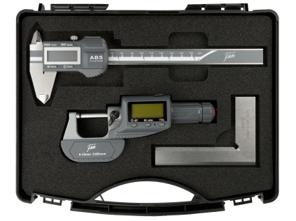 Sada měřicí techniky digitální / posuvné měřidlo 0 až 150 mm / mikrometr 0 až 25 mm / úhelník 100×70 mm