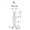 Dotek pro úchylkoměry kulovitý (průměr 2,0 mm) / délka 12 mm / materiál ocel