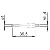 Dotek pro páčkové úchylkoměry TESA tvrdokov / délka 36,53 mm / průměr kuličky 1 mm