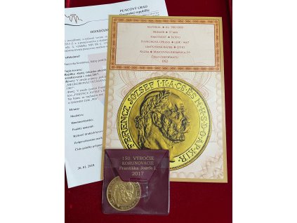 Zlatá korunovační 100 koruna FJI. 1907/2017