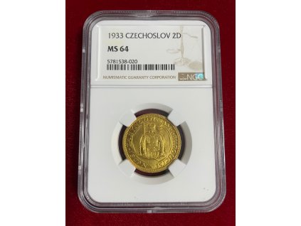 Zlatý Svatováclavský 2 Dukát 1933 - Nádherný!! (MS-64!!!!)