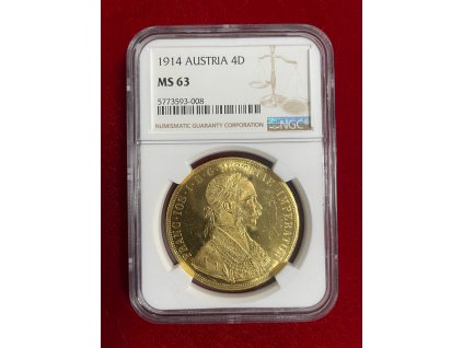 4 Dukát 1914 FJI. (MS63) NGC