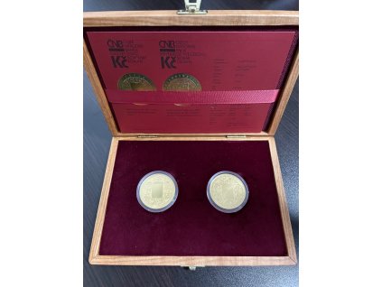 SET 2KS Pamětní mince ČNB - 10000,-kč Zavedení Československé měny  Proof+BK