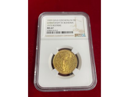 ARTIA Zlatý 3 Dukát "Millenium Sv. Václava 1929" (1973) RRR : MS-67
