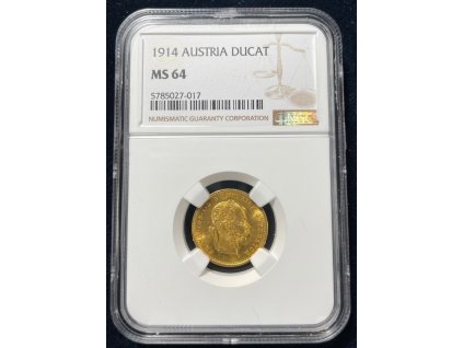 Zlatá mince - 1 Dukát 1914 František Josef I. (MS-64!!!)
