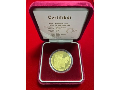 Zlatá medaile k 650. výročí položení základního kamene Karlova mostu