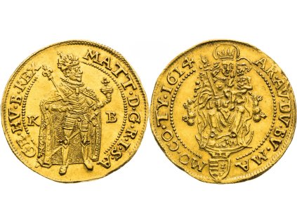 Mimořádně vzácný 1 Dukát Matyáš II. ročník 1614 Kremnice - RRR!