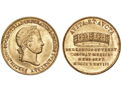 Vzácný 1 Dukát korunovační žeton Ferdinand I. ročník 1838 - R