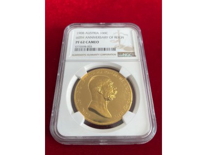 Zlatá 100 koruna 1908 František Josef I. (PF-62 CAMEO!!!)