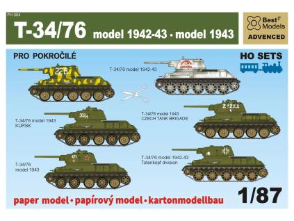 vyr 6675Papierovy model SET H0 T 3476 Model 1942 43 a model 1943
