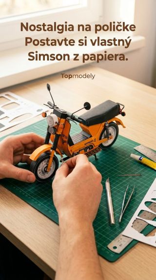 Zostavte si legendárny moped Simson SR 50 CE! Tento detailný papierový model je skvelou výzvou a parádnym kúskom do zbierky.