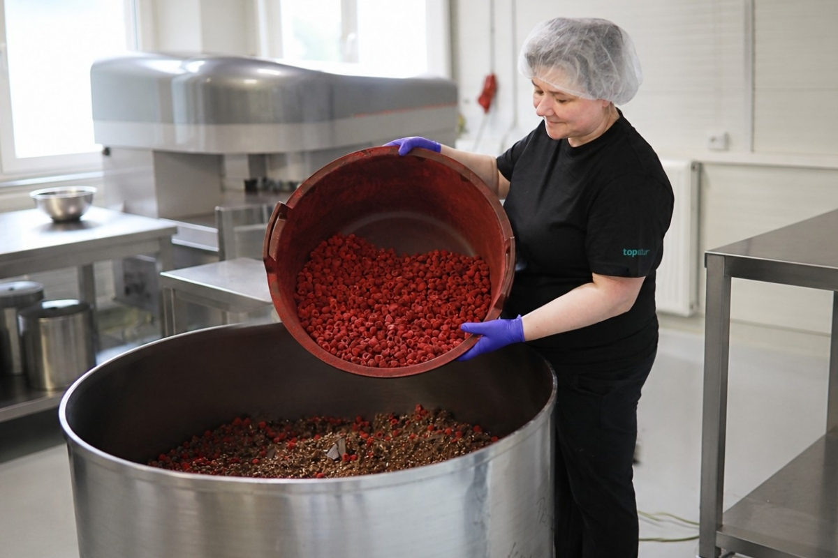 Zaměstnankyně Topnatur připravující Müsli srdcem