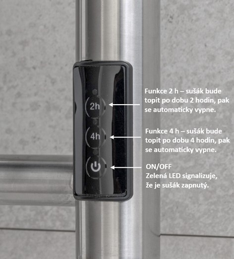 PMH Lisa 91 x 1708 mm LS1 elektrický sušák leštěná nerez, ovládací panel časovače