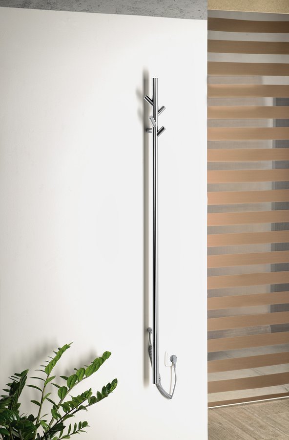 Sapho PASADOR elektrický sušák ručníků, kulatý, 150x1500 mm, 30 W, nerez lesk, v koupelně