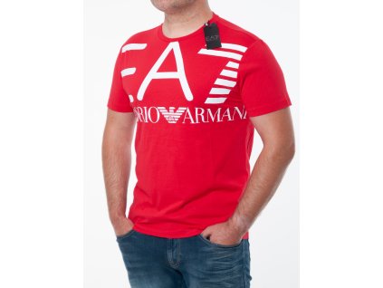 Pánske červené tričko s bielou potlačou Emporio Armani