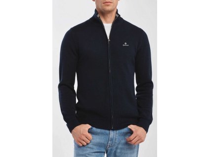 Pánsky čierny piké sveter Gant so zipsom