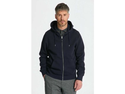 Tmavomodrá mikina s kapucňou a textúrou Waffle Gant