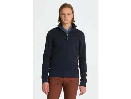 Tmavomodrá waffle mikina Gant s polovičným zipsom