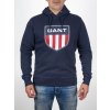 Tmavomodrá mikina s kapucňou a veľký logom Gant
