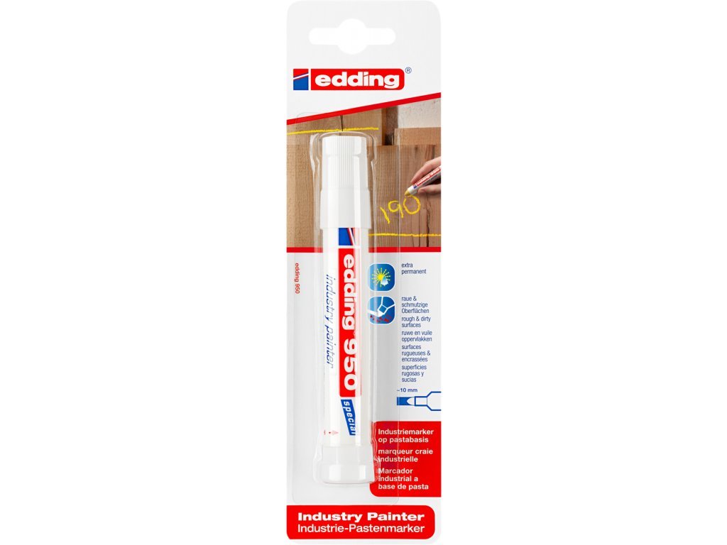 6599 15 edding 950 permanentni prumyslovy pastovy popisovac barva bily blister