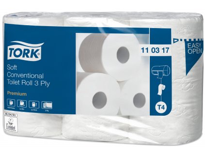 TORK 110317 – jemný 3vrstvý toaletní papír konvenční role T4, 34,7 m