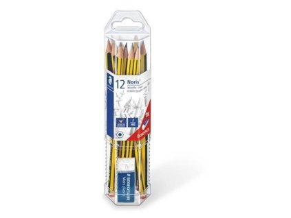 Grafitová tužka "Noris" sada + pryž zdarma, HB, šestihranná, STAEDTLER