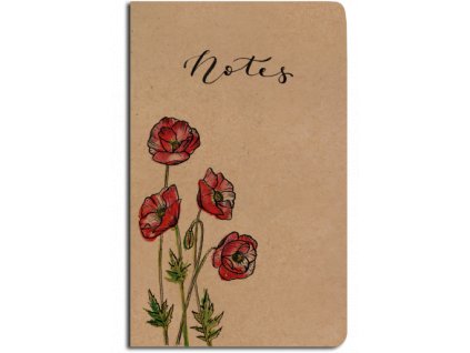 Notes linkovaný - A5 - kraft - vlčí máky