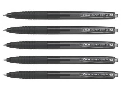 Kuličkova pera "Super Grip G", černá, stiskací mechanismus, 0,22 mm, 5 ks v balení, PILOT