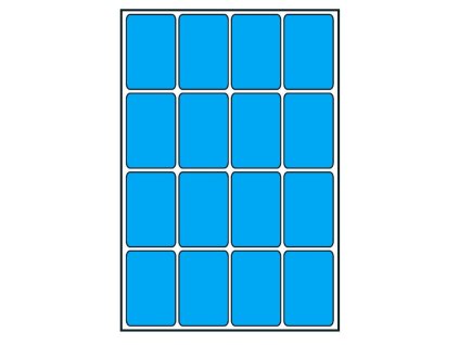 Print etikety barevné 22x33mm, 10 listů, A6, 16ks/list (Barva Modrá)