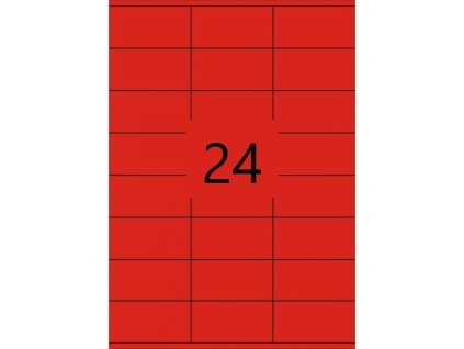 Samolepící etikety 70x36mm, červené, 100 listů, A4