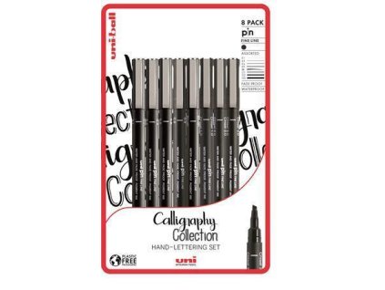 Sada fixů "Kaligrafie", černá, 8 různých linek, UNI PIN 2UPIN801