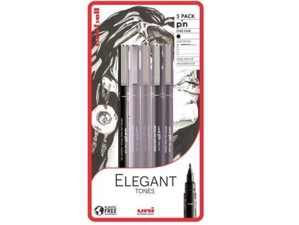 Sada fixů "Elegant Tones", 3 barvy, 5 různých šířek čar, UNI PIN 2UPIN795