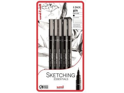 Sada fixů "Sketching Essential", černá, 5 různých linek, UNI PIN 2UPIN794