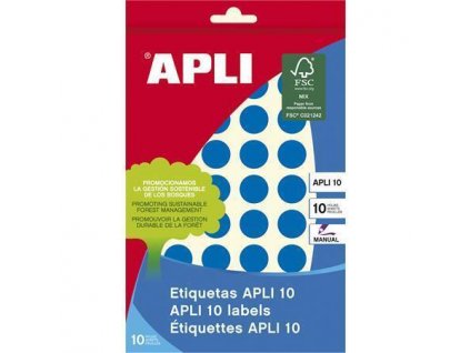 Etikety, kruhové, modrá, průměr 16mm, na ruční popis, 432 ks/bal., APLI