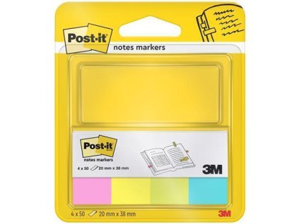 Samolepicí záložky, mix neonových barev, 20 x 38 mm, 4x 50 listů, 3M POSTIT 7100191579
