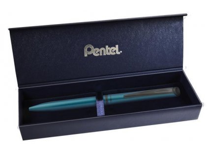 Kuličkové pero "EnerGel BL-2507", modrá, 0,35 mm, otočný mechanismus, kovové, matně tyrkysové tělo,