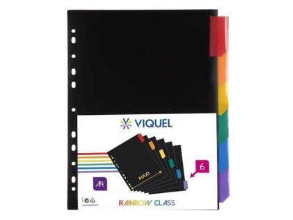 Rozlišovače, černá, plastové, A4 Maxi, 6 listů, VIQUEL