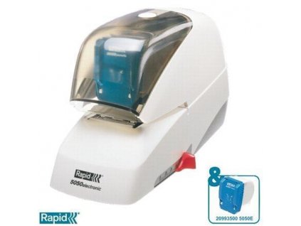 Sešívačka "5050e Supreme", bílá-černá, elektrická, 50 listů, RAPID