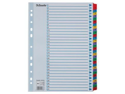 Zesílené rejstříky "Mylar", mix barev, karton, A4, 1-31, ESSELTE