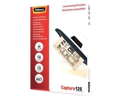 Laminovací fólie, matná, 125 mic, A4, FELLOWES