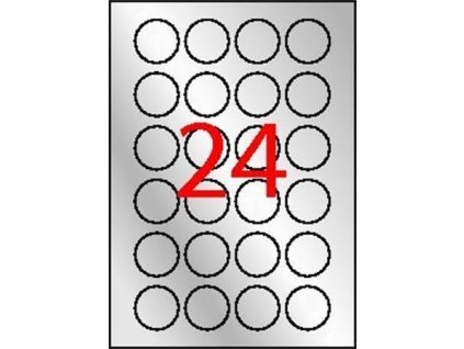 Etiketa, stříbrná, kruhová, průměr 40mm, voděodolná, PP, 480ks/bal., APLI