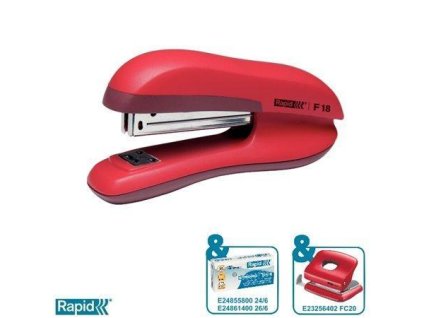 Sešívačka "F18", červená, 24/9, 26/6, 30 listů, RAPID