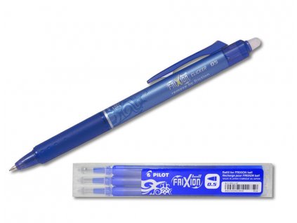 Roller FriXion Clicker 0,5 modrý + 3ks modrá náplň 0,5, PILOT